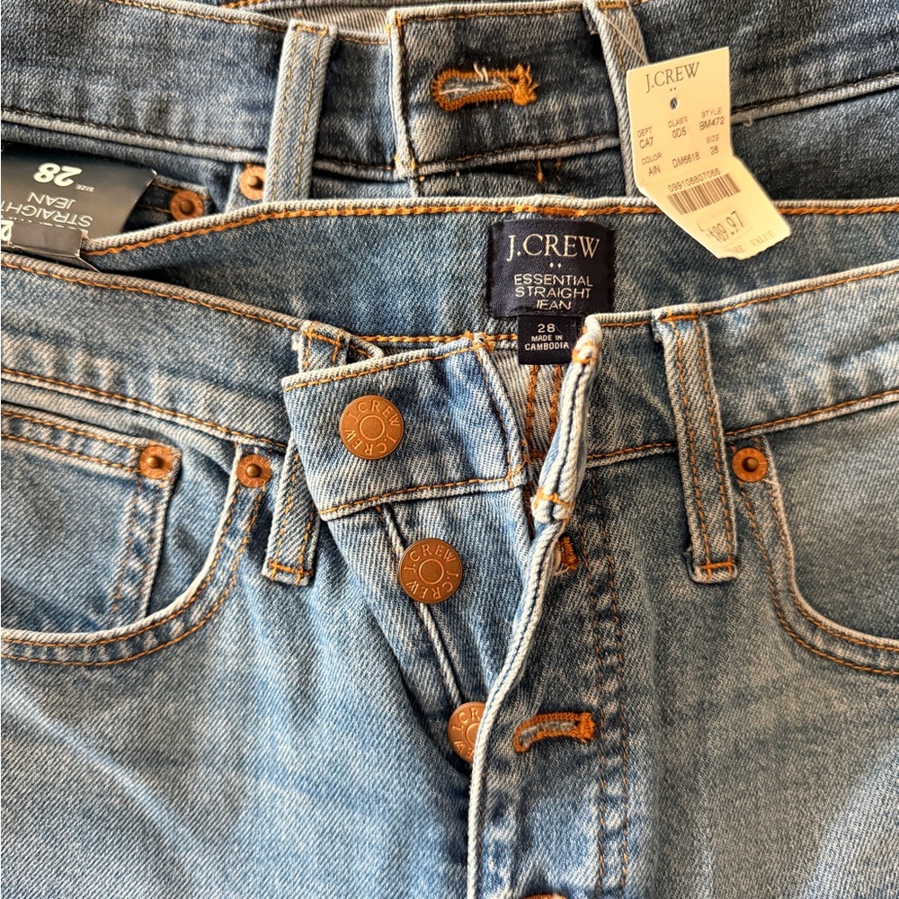 J. Crew Essential Straight Jeans in Blue Denim - 28 - Two pairs - NWT - women